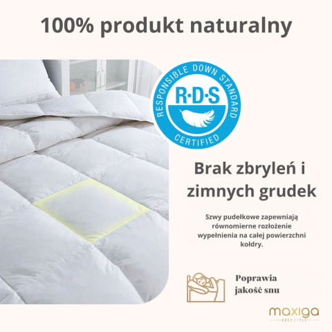 Kołdra Puchowa 160x220 100% Miękkiego Puchu i Pierza